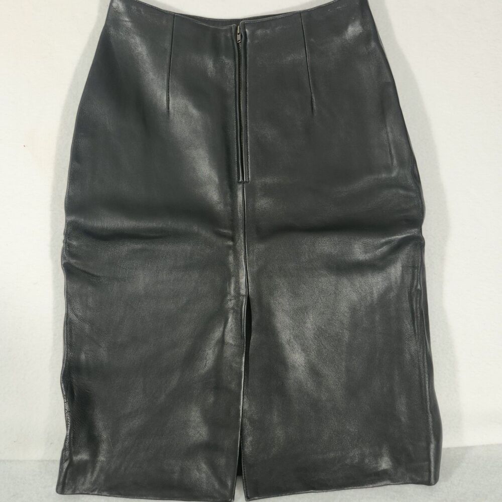 Womens Wilsons Leather Skirt Size 8 Black mid knee length - Picture 4 of 7